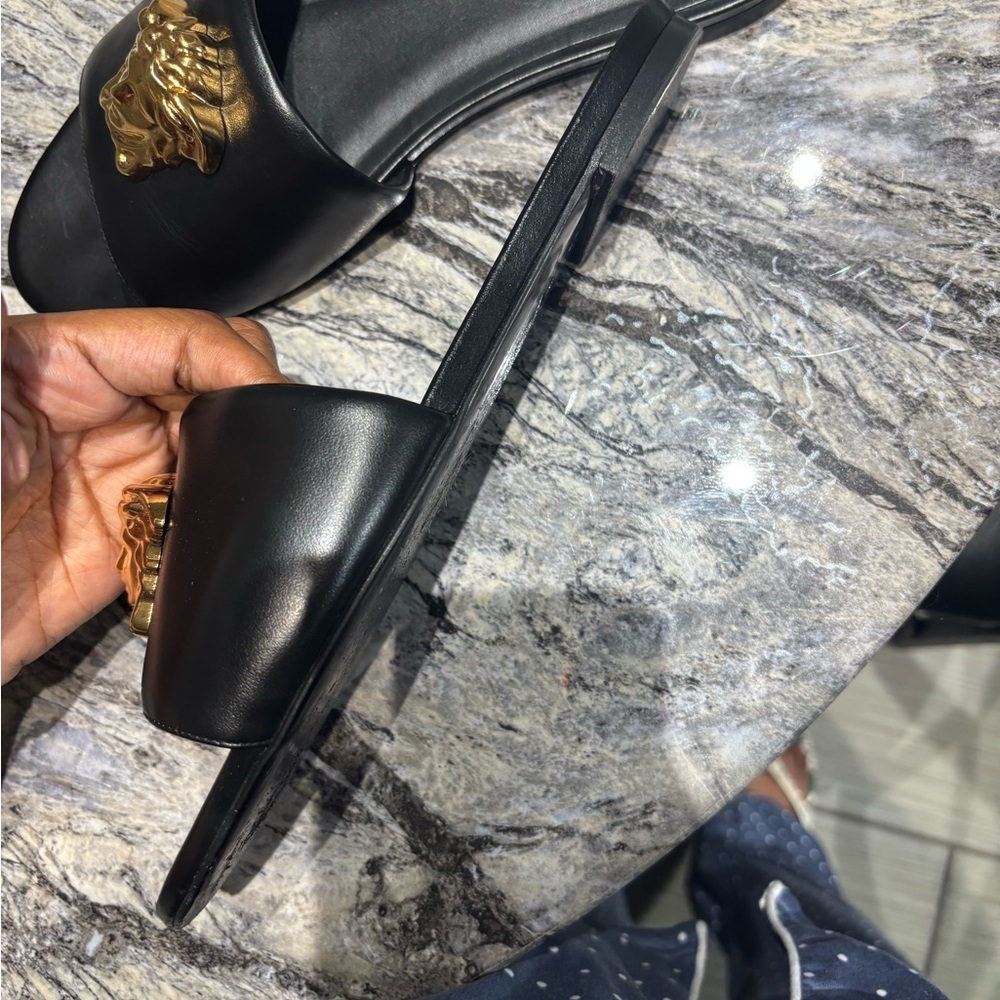Versace Black and Gold Women's Slides - Picture 6 of 7